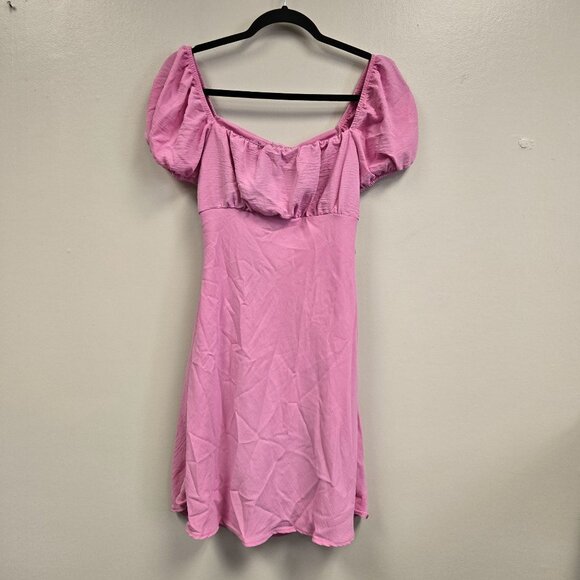 NWT Altard State Women's L PastelPink Puff Sleeve Mini Milkmaid Dress Back Tie D - Picture 4 of 13